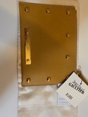 Jean Paul Gaultier Gold Leather Studded Wristlet Clutch